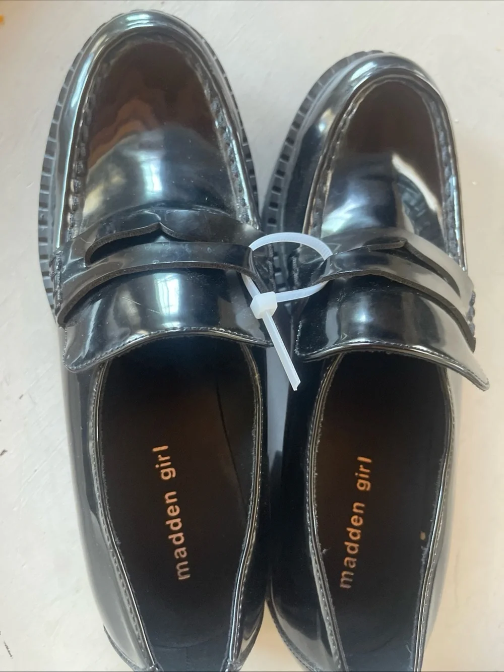 Madden Girl Black Patent Platform Loafers